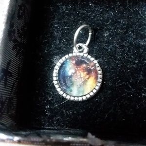 Silver Glass Top Cabochon Pendant